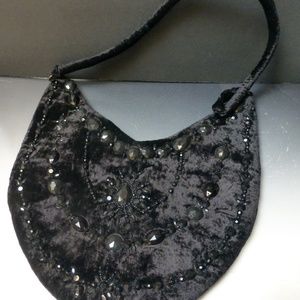 Black beaded sequins party disco bag larger size